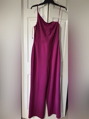 Magenta Cowl Neck Wide-Leg Jumpsuit